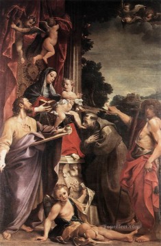 barroco Painting - Madonna entronizada con San Mateo Barroco Annibale Carracci